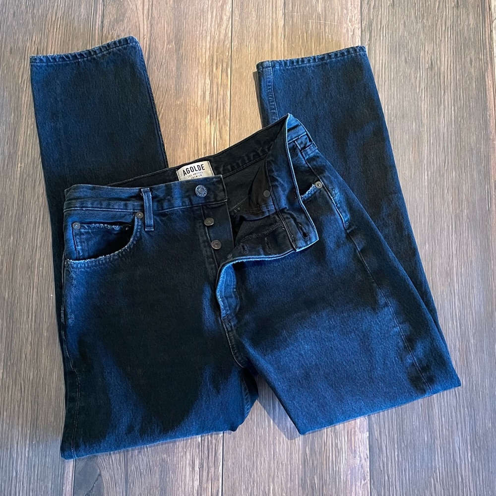 Agolde Dark Blue/black Ankle Jeans